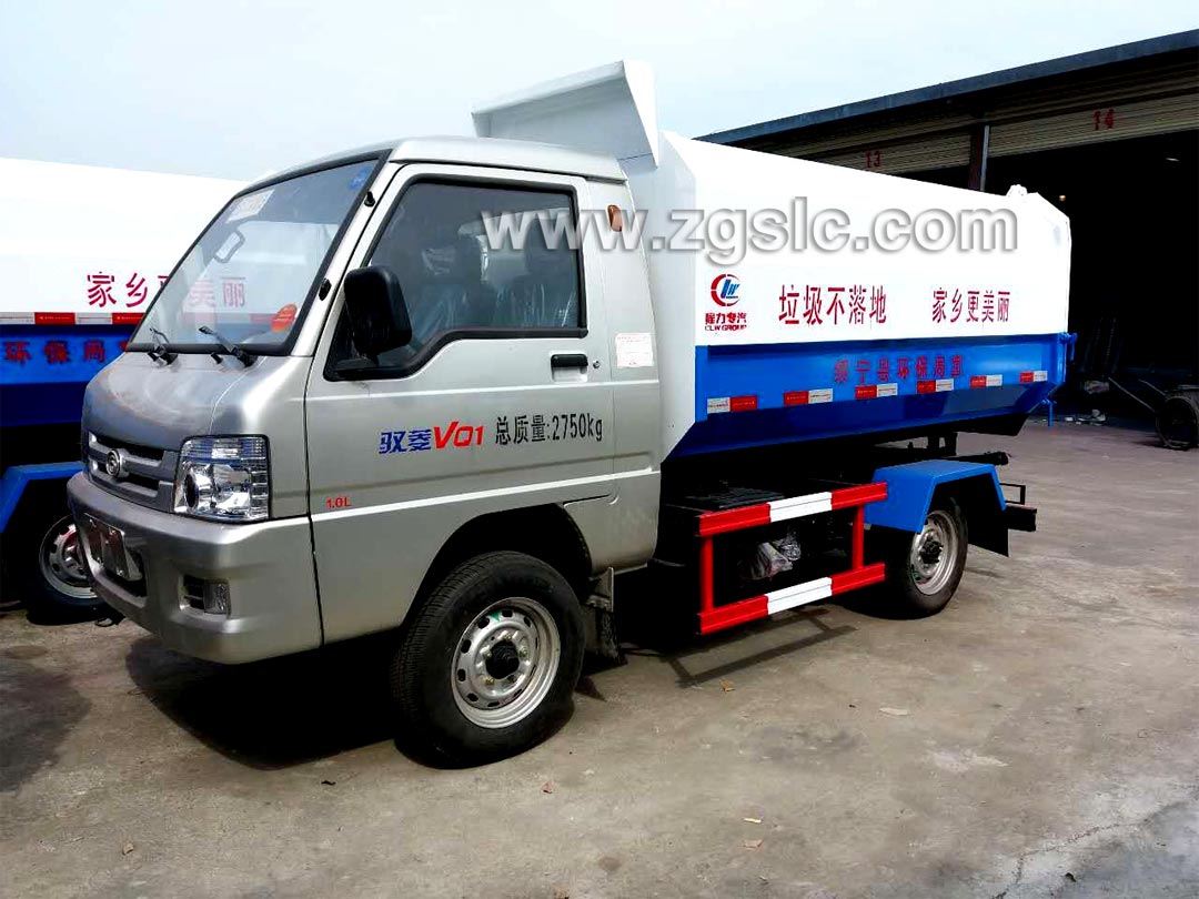 福田3方掛桶垃圾車_3方側(cè)掛桶垃圾車多少錢一輛？