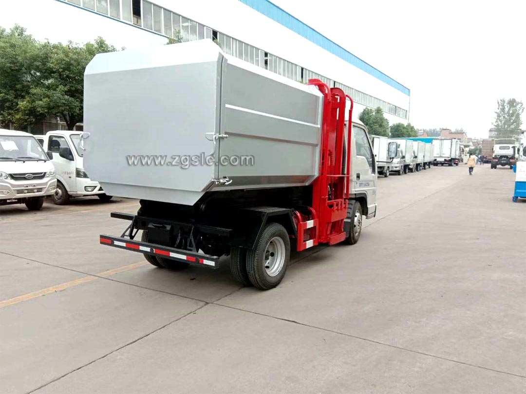 福田3方掛桶垃圾車(chē)_垃圾桶翻轉(zhuǎn)提升機(jī)視頻